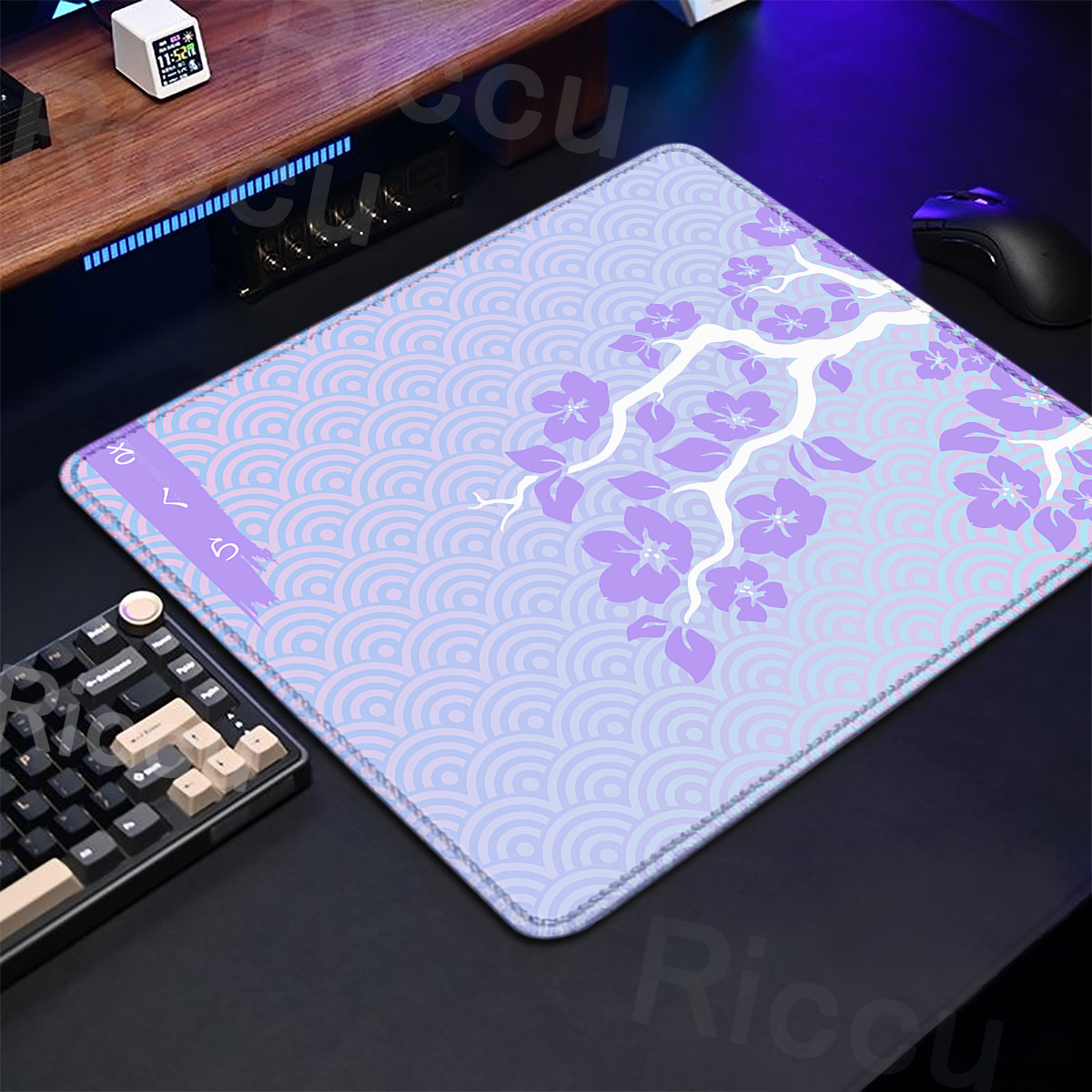 Desk Setup Blue - Alfombrilla de mesa Sakura púrpura para