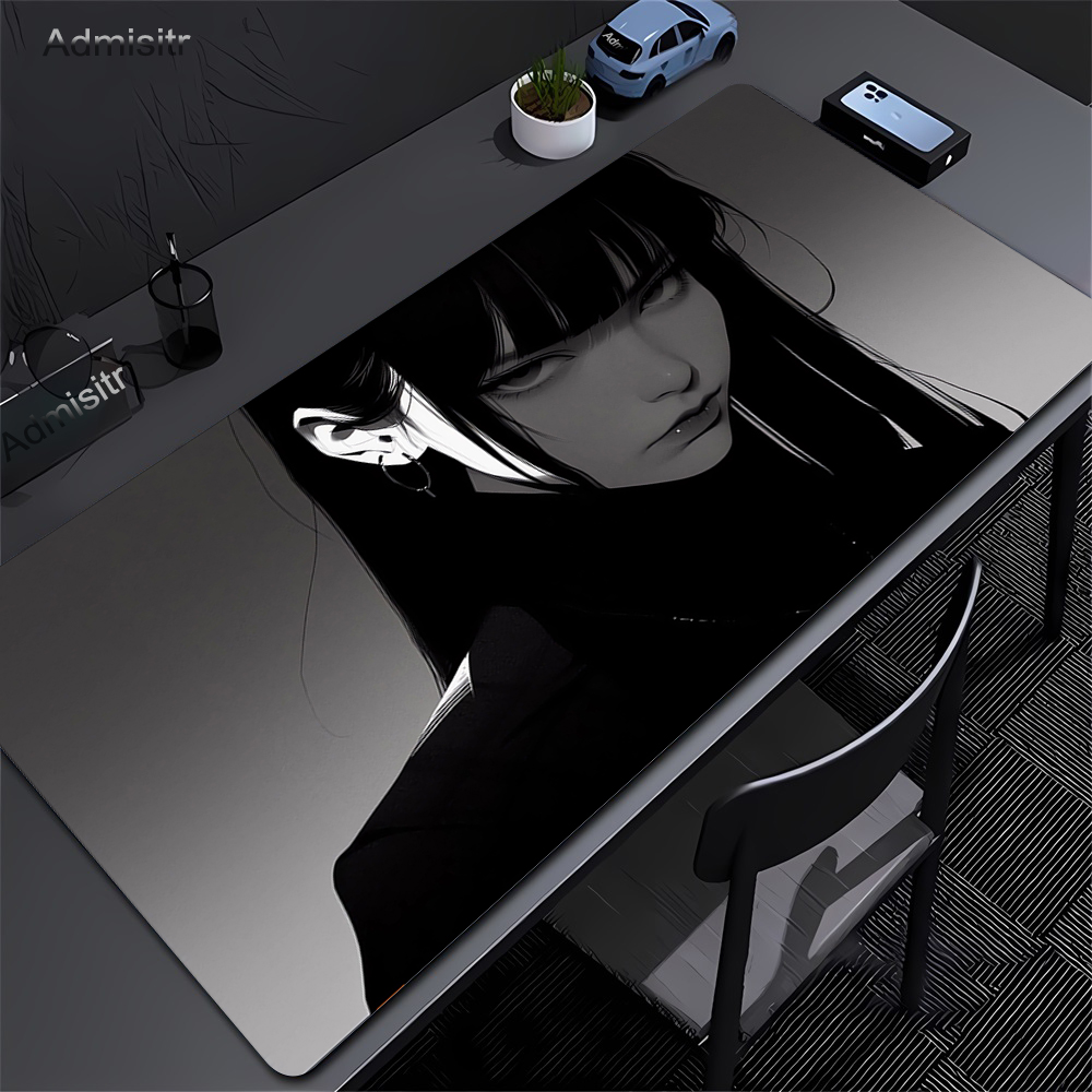 Desk Setup Blue - Alfombrilla de mesa negra de Anime