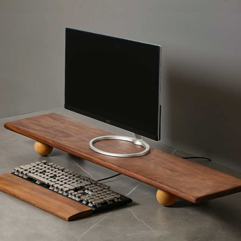 Desk Setup For Laptop And Monitor - Elevador de Monitor de madera maciza,