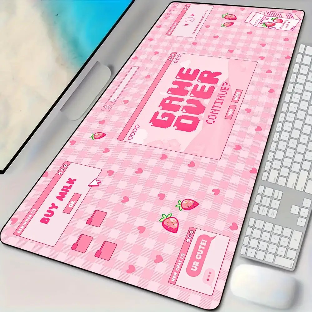 Desk Setup Pink - VIKAMA Alfombrilla de ratón grande estilo