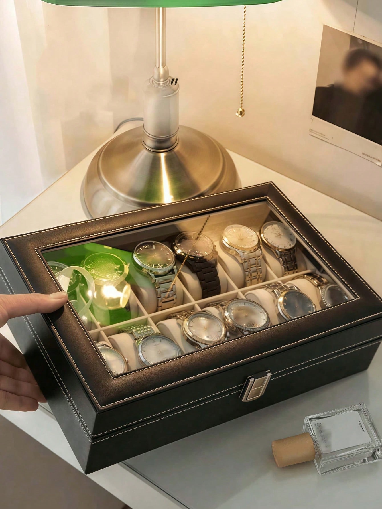 Caja de Relojes de Cuero con C - Cable Box Organizer reseña y precio