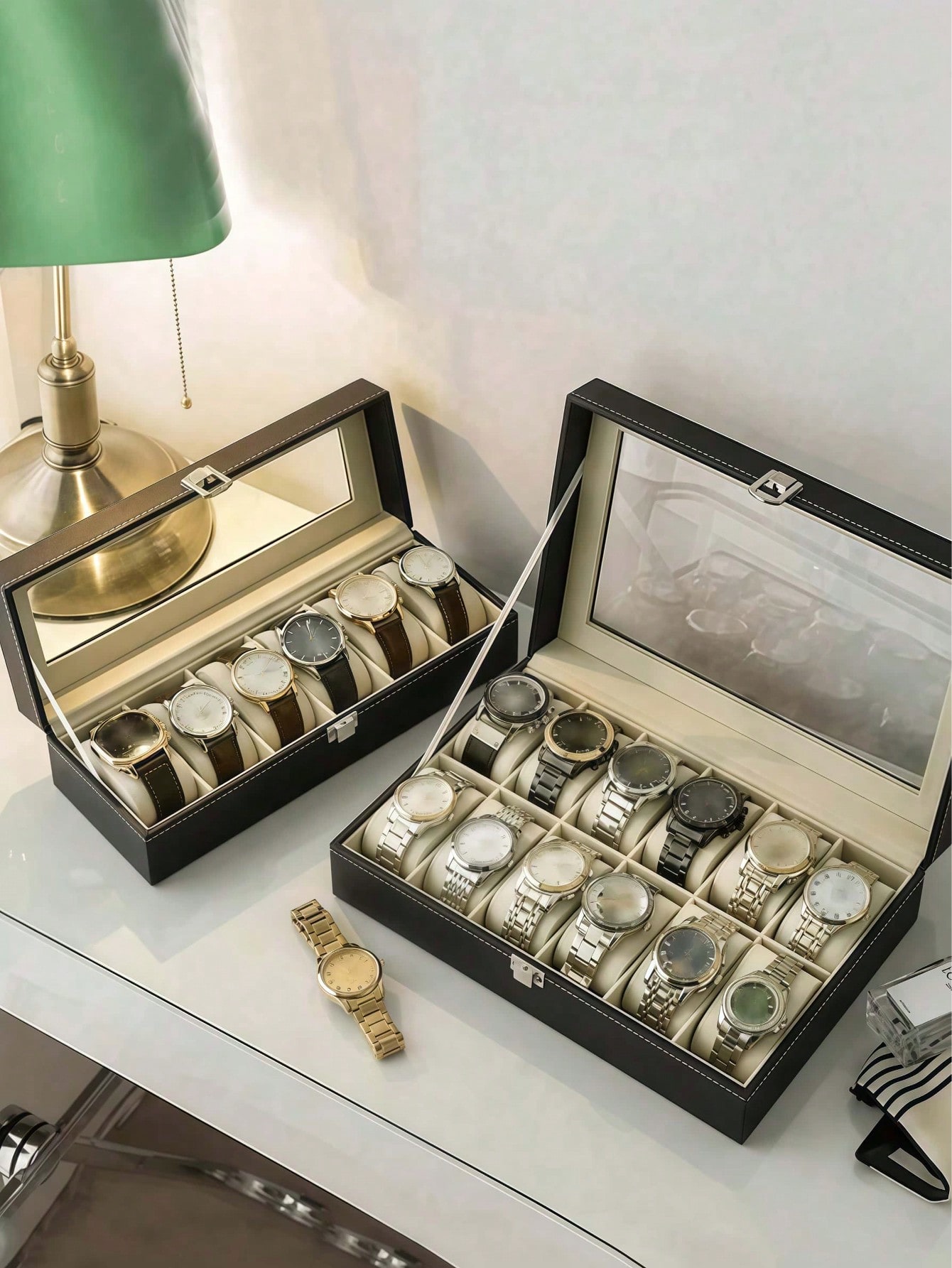 Caja de Relojes de Cuero con C - Cable Box Organizer reseña y precio