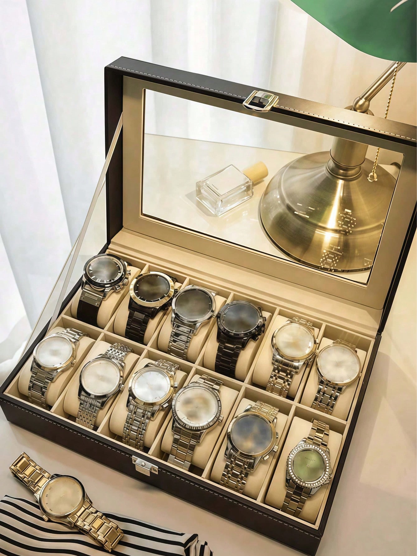 Caja de Relojes de Cuero con C - Cable Box Organizer reseña y precio